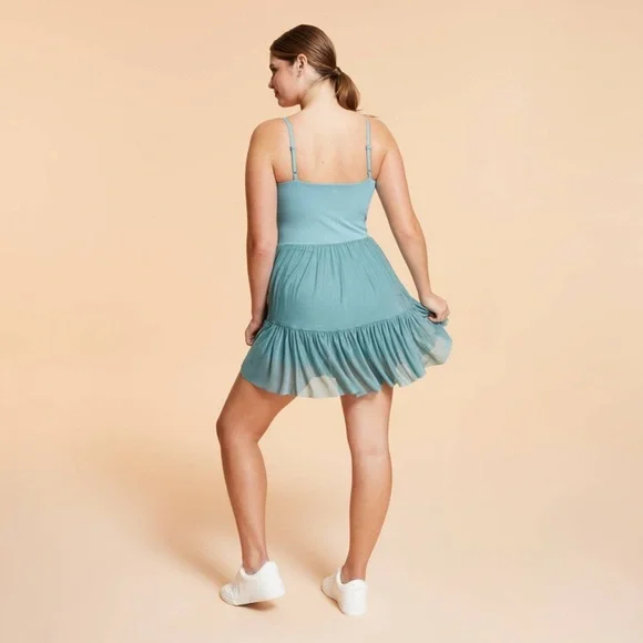 NWT! Popflex Blogilates Viral Taylor Swift Ballerina Dress Teal Blue Size Small - Picture 6 of 8